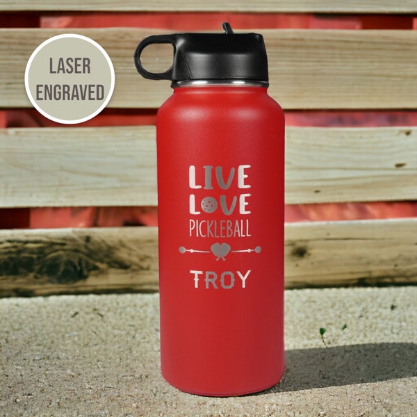 Engraved Custom Pickleball Player Name Tumbler -"Live Love Pickleball"- Pickleball Gifts for Birthday, Christmas, Father's Day, Mother's Day