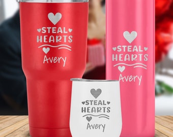 Steal Hearts Engraved Name Tumbler Gift for Boyfriend, Girlfriend, Husband, Wife on Marriage Anniversary