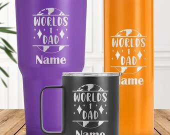 Vaso personalizado para papá, regalo del día del padre, taza número 1 del mundo para papá, regalo personalizado para papá de niños, hijo e hija, vaso aislado para papá