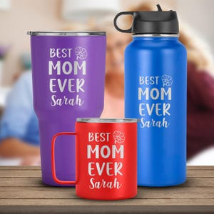 Best mom ever custom with name tumbler, mothers day gift, gift for her, stainless steel mug, travel mug