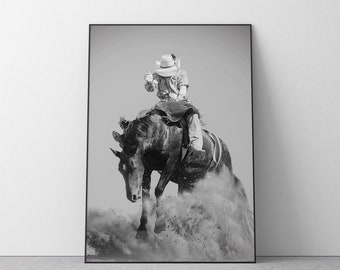 Black & White Rodeo Portrait - DIGITAL DOWNLOAD | Western Wall Art | Rodeo | cowboy