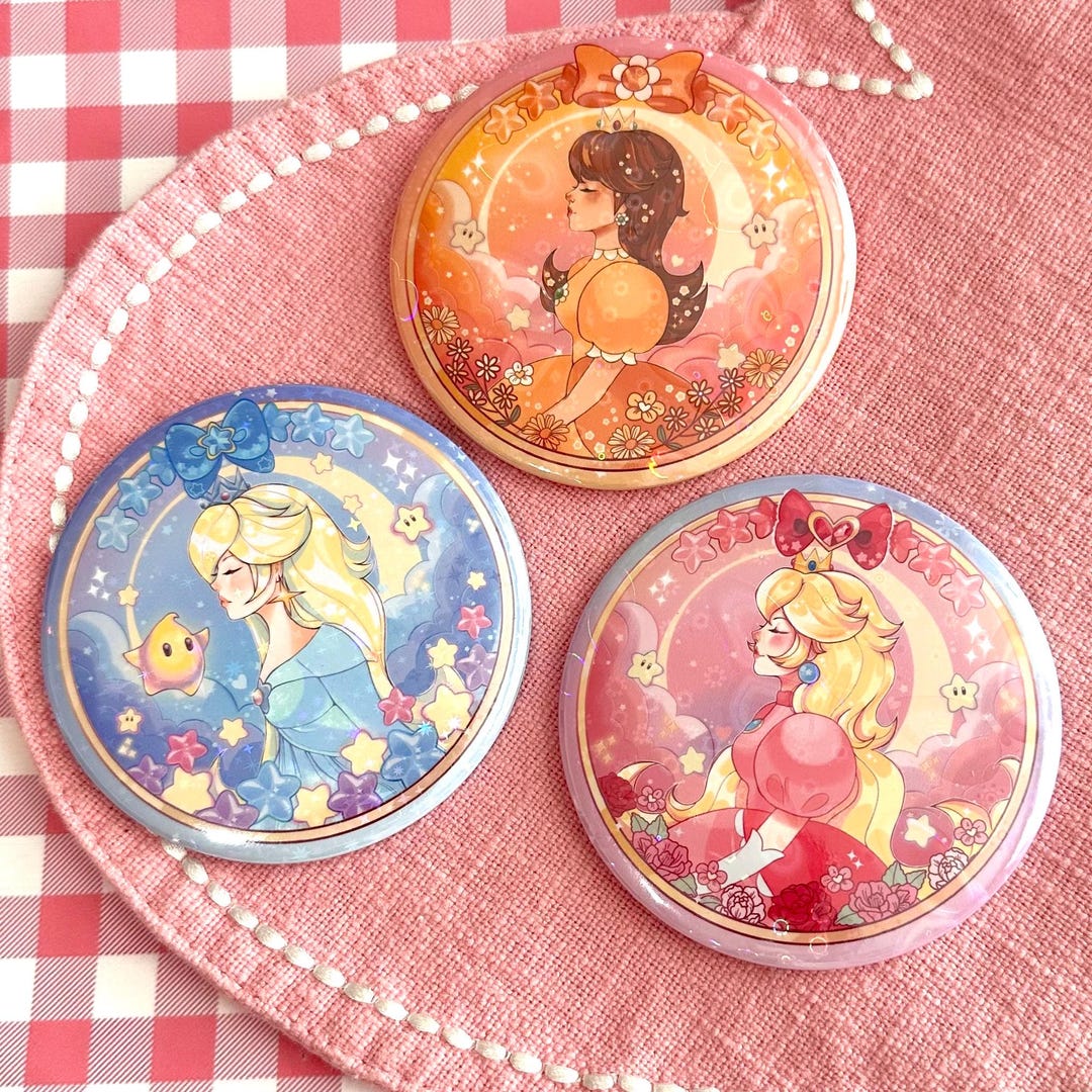 Princess Button Princess Holographic 3 Inch Button Badges - Etsy