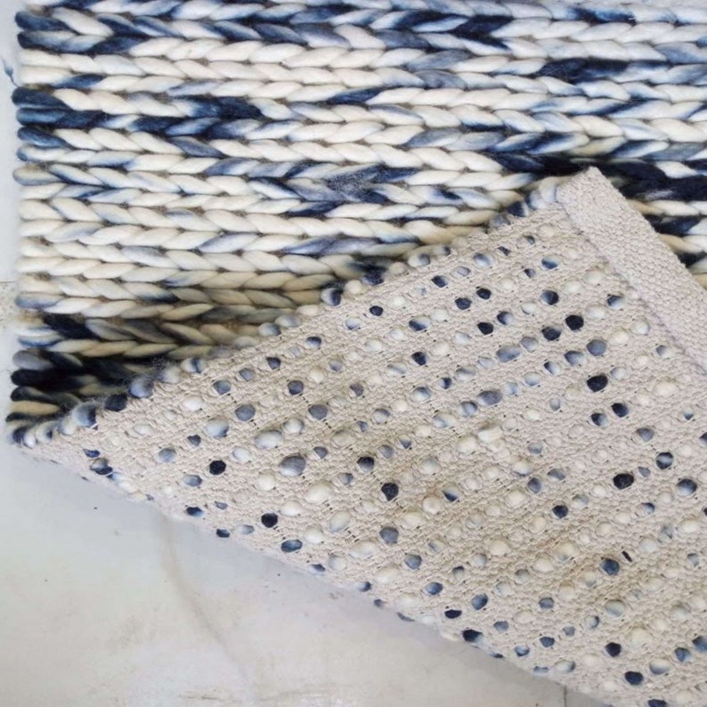 Veronica Blue Wool Braided Rug Indian Hand Made Area Etsy