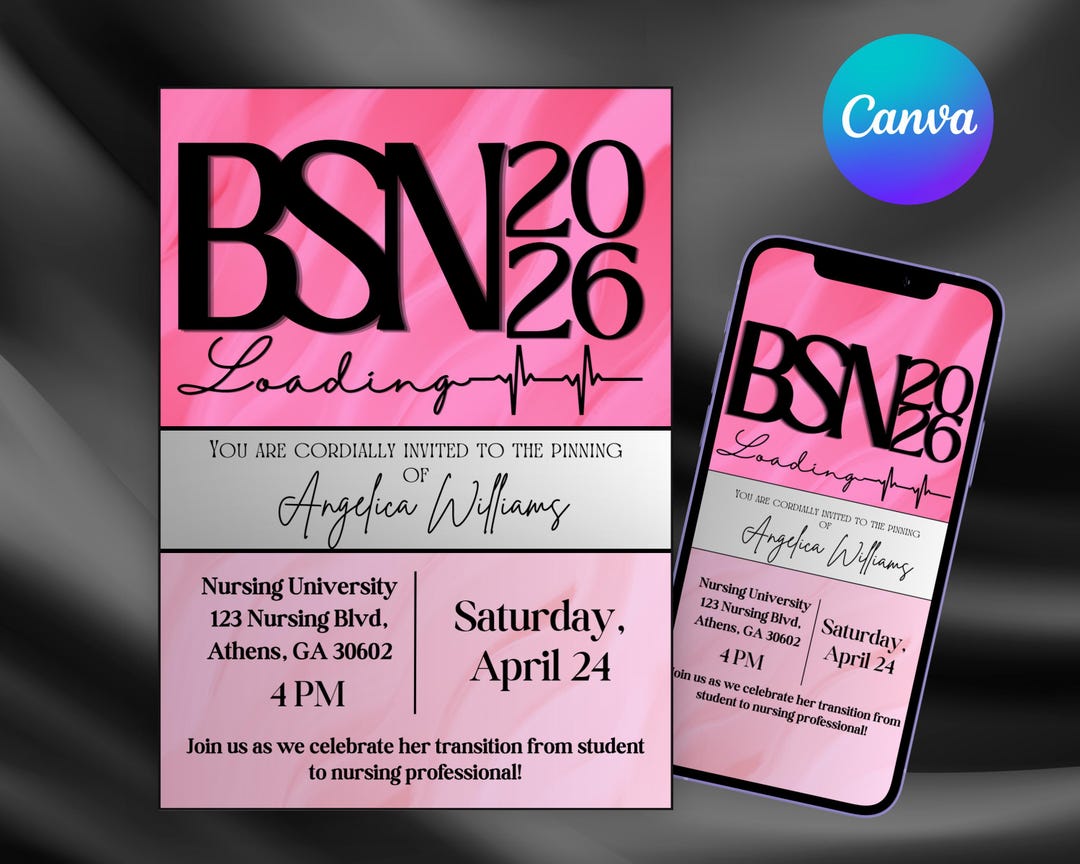 Bsn Loading BSN Loading Pinning Ceremony Invitation Instant Downlaod 5x7 Printable ...