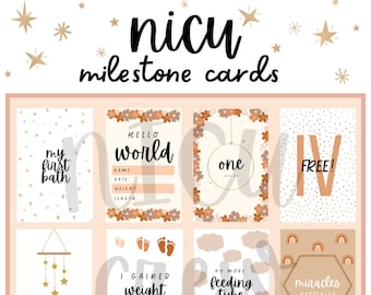 NICU Meilensteinkarten, Meilenstein-Tracker für Frühchen, NICU Mutter Geschenk, NICU Baby-Mädchen Geschenk, Frühchen Krippe Karte, Baby Meilensteine, sofortiger Download