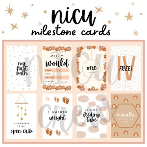 Cartes jalons USIN, tracker d'étapes prématurées, cadeau maman USIN, cadeau bébé fille USIN, carte pour berceau prématuré, jalons bébé, téléchargement immédiat