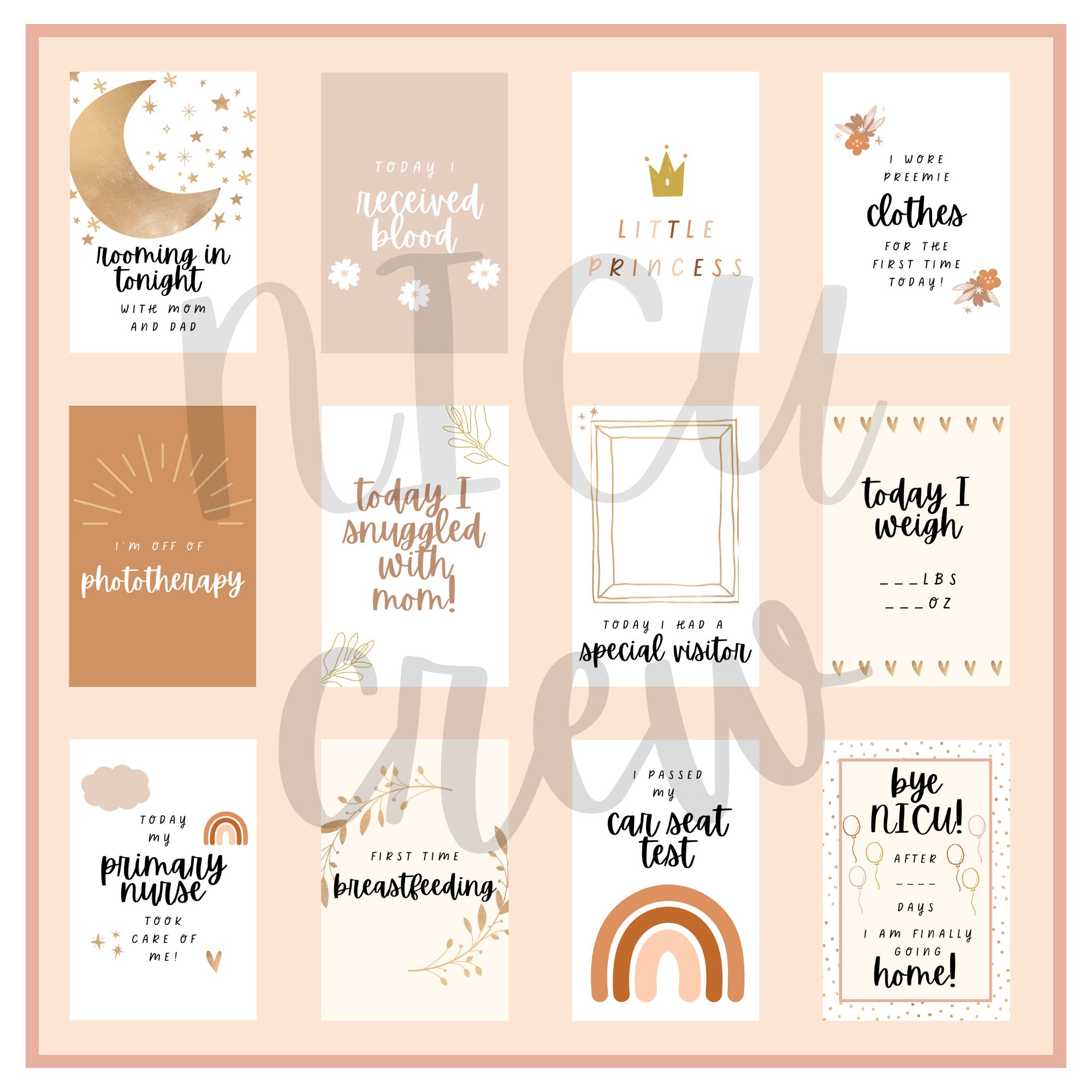 NICU Milestone Cards, Preemie Milestone Tracker, NICU Mom Gift, NICU ...