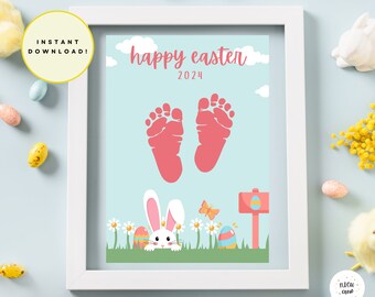 NICU Easter craft, Easter craft, NICU footprint craft, newborn footprint craft, newborn easter craft, my first Easter, easter bunny craft