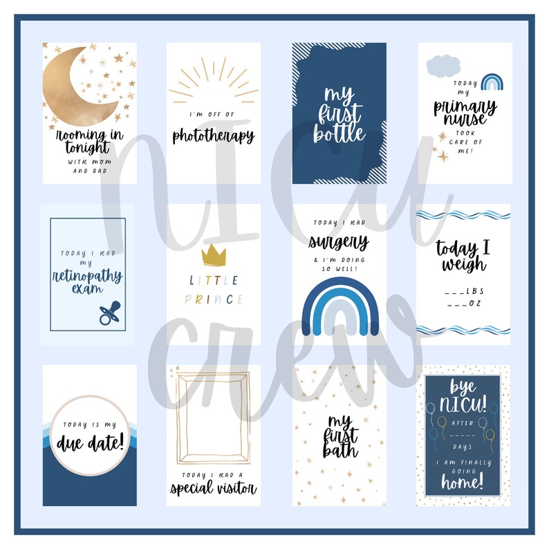 NICU Milestone Cards, Preemie Milestone Tracker, NICU Mom Gift, NICU ...