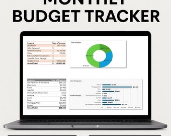Monthly Budget Tracker Spreadsheet | Editable Excel Template with Dashboard | Personal Finance Planner | Digital Download