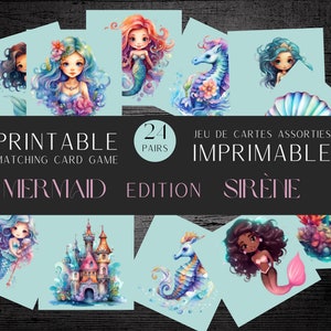 Matching Card Game | Memory Game | Homeschool | Preschool | Educational game | Printable Matching Card Game | Little Mermaid | Printable