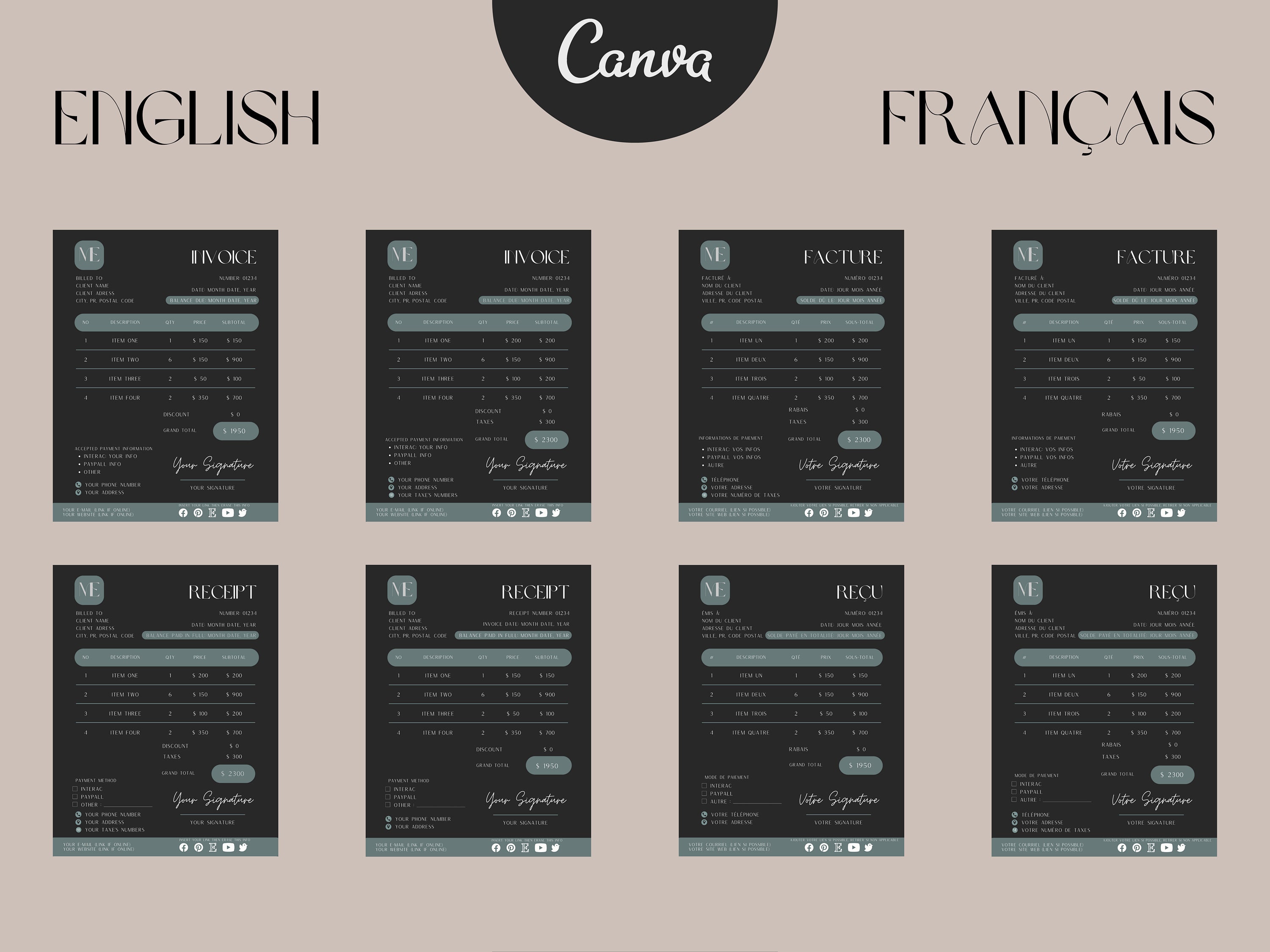Canva Professional Invoice with Branding Options
