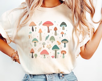 Mushroom Shirt - Comfort Colors Shirt | Magic Mushroom Psychedelic Shirt | Botanical, Fairycore, Cottagecore, Nature Lover | Gift for Her