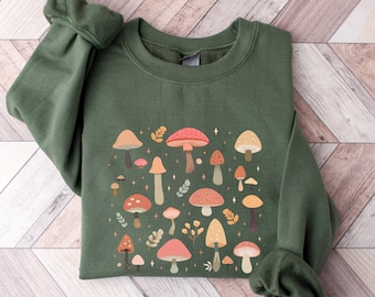 Boho Mushroom Sweatshirt | Magic Mushroom Psychedelic Crewneck | Botanical, Fairycore, Cottagecore, Nature | Mushroom Sweater | Gift for Her