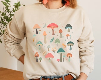 Mushroom Sweatshirt | Magic Mushroom Psychedelic Crewneck | Botanical, Fairycore, Cottagecore, Nature | Mushroom Sweater | Gift for Her