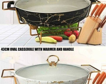 43cm Luxury Porcelain Ceramic Casserole Chafing Dish Food Warmer with Stand - Brand New Catering