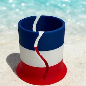 Paddle Board Cup Holder for 12oz Cans and Cups, 3D Printed SUP Drink Holder, Floating Beverage Holder, Paddleboard Accessory Gift Red White and Blue
