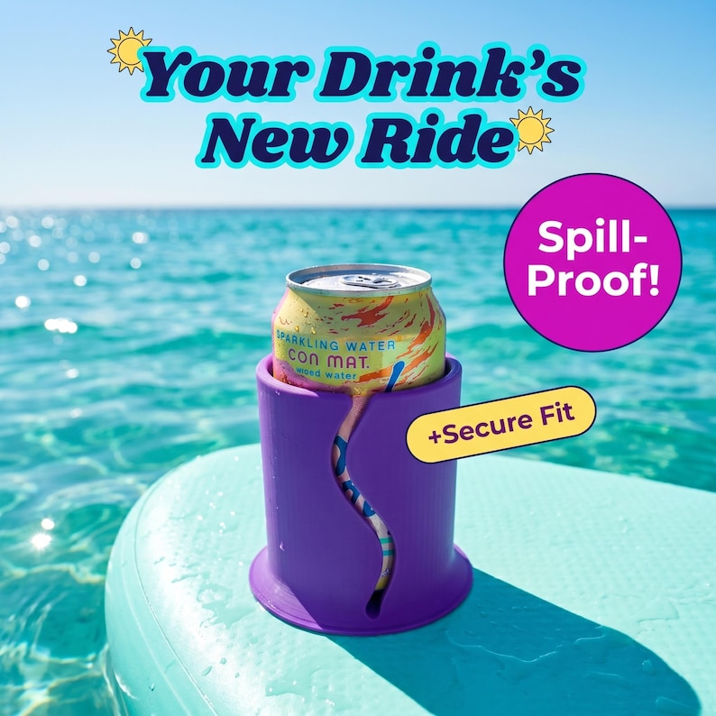 Paddle Board Cup Holder for 12oz Cans and Cups, 3D Printed SUP Drink Holder, Floating Beverage Holder, Paddleboard Accessory Gift afbeelding 3