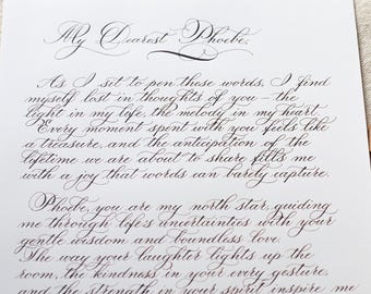 Personalised Handwritten Love Letter, Custom Calligraphy Service, Personal Gift