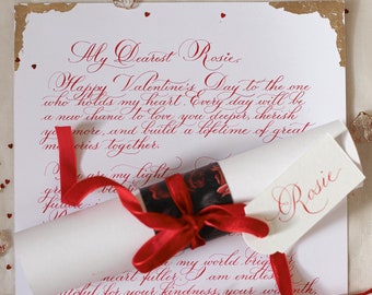 Personalised Vintage Scroll | Love Letter | Bespoke Scroll Letter | Custom Calligraphy | Anniversary Gift