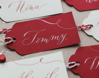 Personalised Christmas Gift Tags, Handmade Calligraphy Present Tags