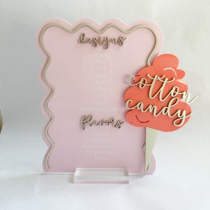 Cotton Candy Flavour Zeichen Rosa Personalisiertes Acrylschild Geburtstag, Hochzeit, Party, Feier, Abschlussfeier