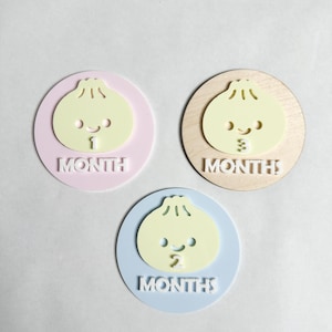 Cartes d'étape importante pour bébé, dim sum, nourriture asiatique, raviolis chinois, premier anniversaire, cadeaux de baby shower, acrylique et bois