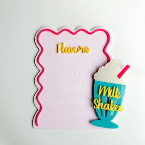 Milchshake Geschmack Menü Zeichen Rosa personalisierte Acryl Geburtstag, Hochzeit, Party, Abschlussfeier, Babyparty, Brautparty, Verlobung