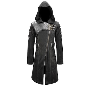 Gothic hooded coat, Steampunk coat for mens, mens gothic coat, sherpa coat, winter coat, goth trench coat, gothic Halloween gift, Handmade