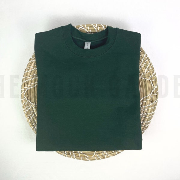 Gildan 18000 Forest Sweatshirt Flat Lay Mockup - Simple Sweater Mock - Aesthetic Boho Trendy Crewneck Mockup - Folded Mock - Green Mockup