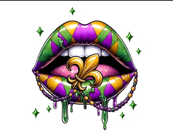 Mardi Gras Lips DTF Transfer