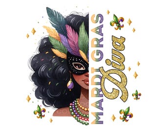 Mardi Gras Diva 1 DTF Transfer