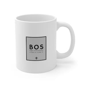 BOS Boston Logan Airport Code - Keramik Tasse 11oz