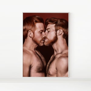 Ginger Love | Digital Painting Art Download, Masculine Wall Decor, Gay Art Poster | Aesthetic Male Painting