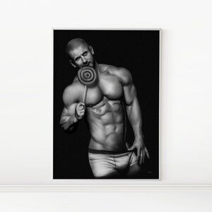 Man With Candy | Intimate Male Portrait Painting, Male Figures Illustration, LGBTQ Art Prints | Instant DIGITAL DOWNLOAD, Printable Wall Art