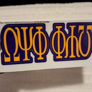 Omega Psi Phi ,  Sturdy Decals, pick one set for 8 bucks.