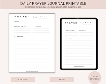 Daily Prayer Journal Printable, Christian Journal Prayer Template, Gratitude Bible Journal, Faith Journal