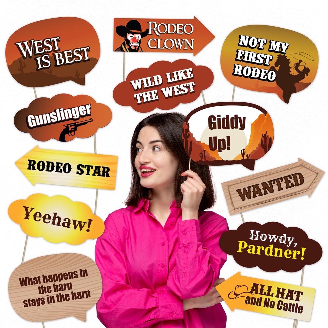Printable Rodeo Photo Props Western Cowboy Party Photo Booth Props – Fun Rodeo & Country-themed ...