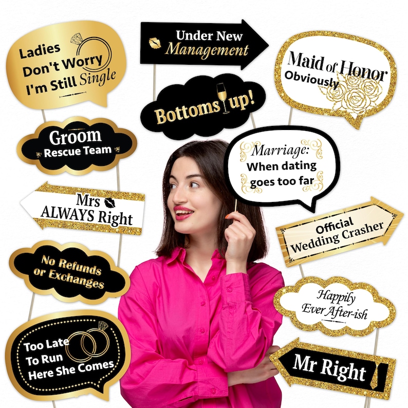 Reception Prop Wedding Photo Booth Props – Fun and Romantic Reception Decorations for ...