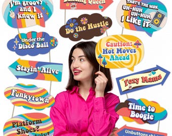 70s Party Photo Booth Props – Fun Retro & Disco Night Decorations (12 Pieces)