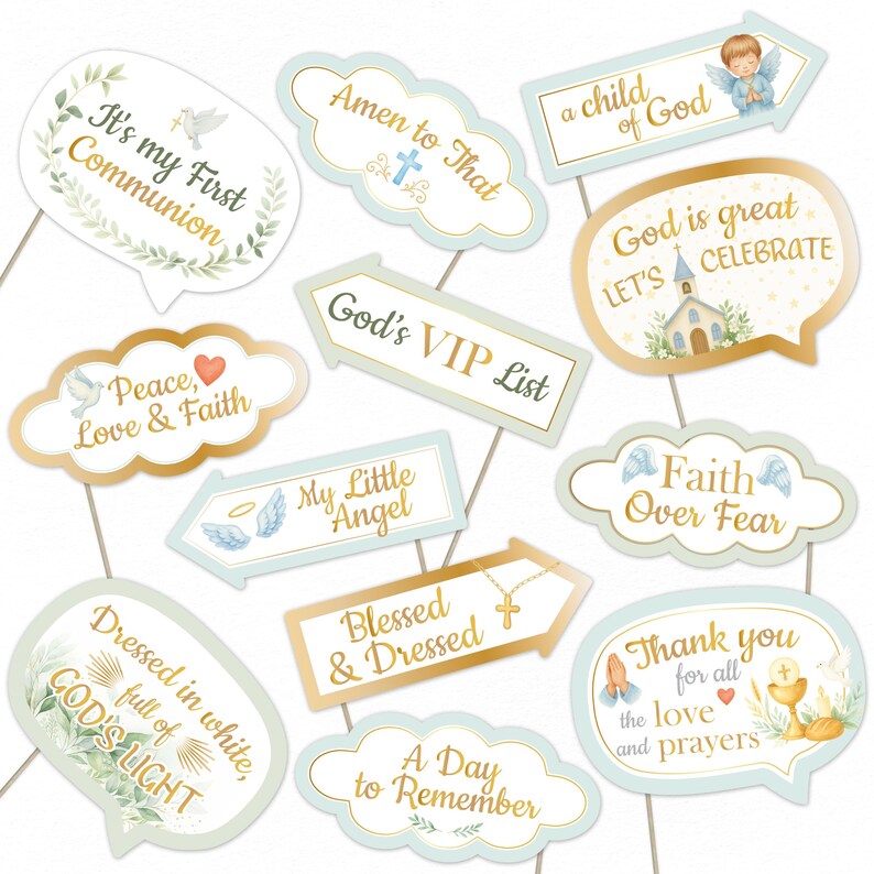 First Communion Photo Booth Props – Religious Celebration Decorations ...