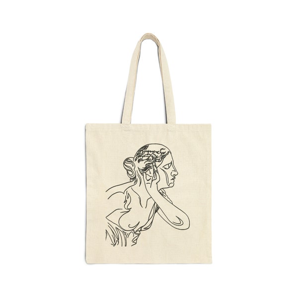 Greek Art Trendy Aesthetic Canvas Tote Bag, Everyday Use Bag for Students, Gift for Artist, Teacher Gift Classic Academia