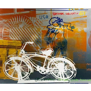 ROBERT RAUCHENBERG Original First Edition Color Serigraph on Foil Exhibition Poster “BICYCLE” National Gallery, 1991