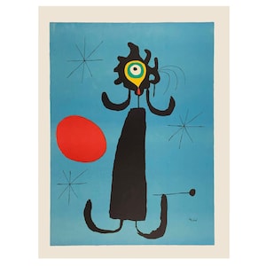 After (D’apres) JOAN MIRO Vintage Color Lithograph &quot;Woman in Front of the Sun&quot;