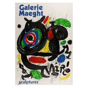 JOAN MIRO Original Vintage Color Lithograph Poster - Galerie Maeght “SCULPTURES”, 1970