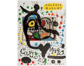 JOAN MIRO Original Vintage Color Lithograph Poster “Galerie Maeght “CARTONS”, 1965