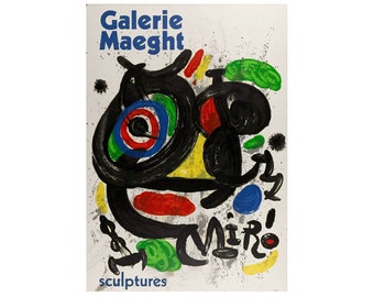 JOAN MIRO Original Vintage Color Lithograph Poster - Galerie Maeght “SCULPTURES”, 1970