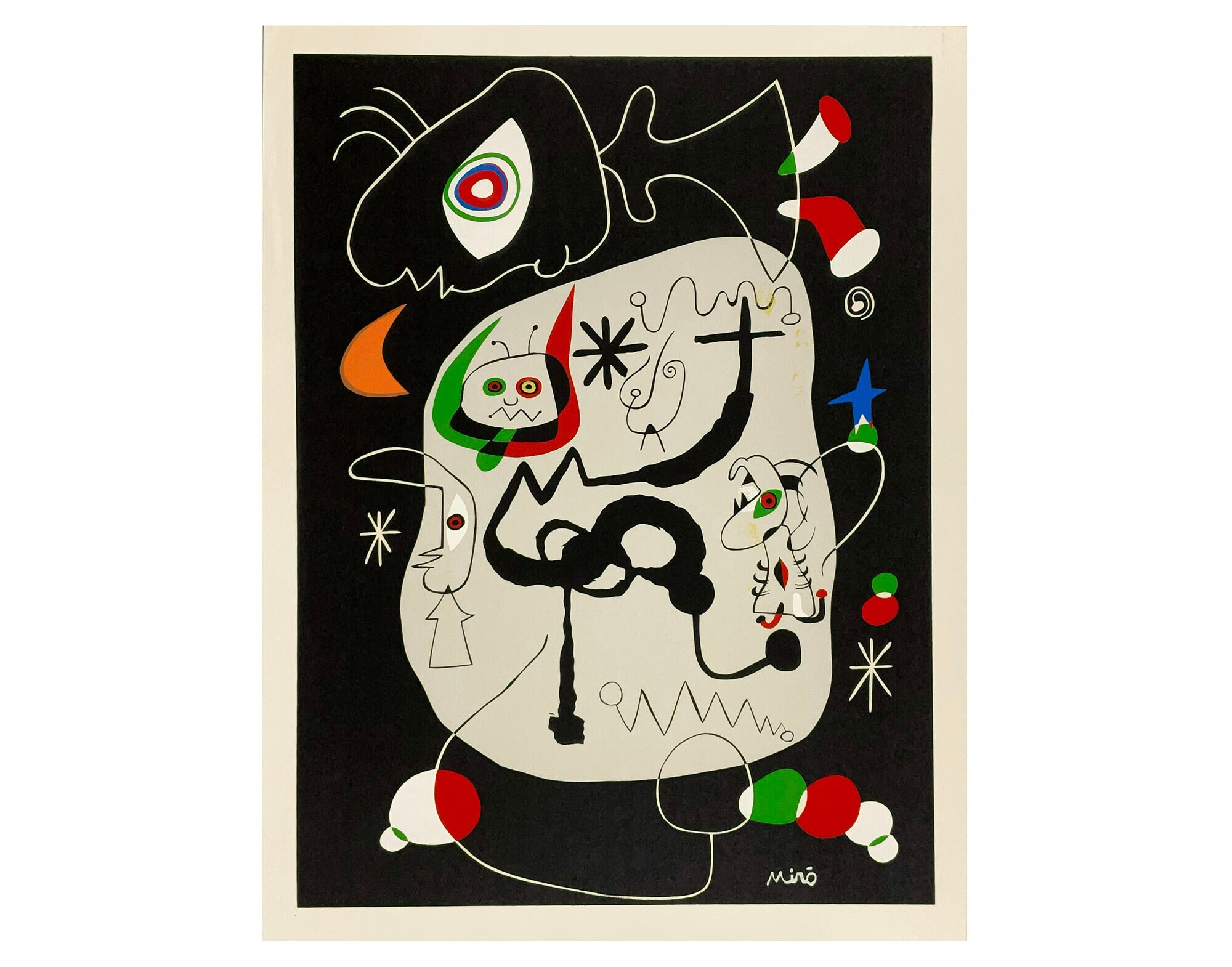 After (D’apres) JOAN MIRO Vintage Color Serigraph "A Ballet Dancer Listening to Organ in a Gothic Cathedral"