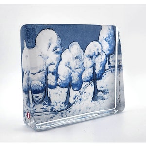 Iittala Finland HELJA LIUKKO SUNDSTROM Large Art Glass Card “Silence of the Snow” 1994