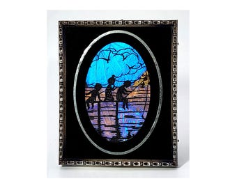 Antique 1920s GEFROJ Miniature Butterfly Wing Silhouette Art in Original Frame